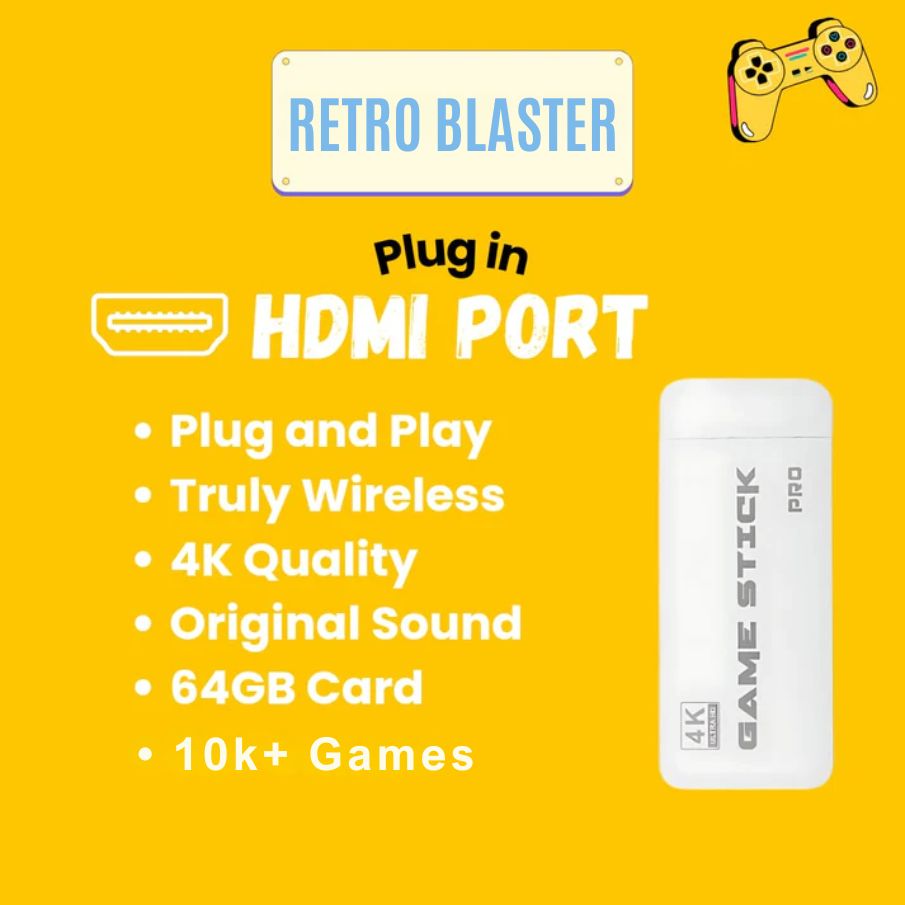 Retro Blaster 4K Wireless Gaming Console with Built in 15,000+ Popular Retro Games