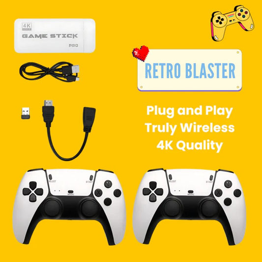 Retro Blaster 4K Wireless Gaming Console with Built in 10,000+ Popular Retro Games